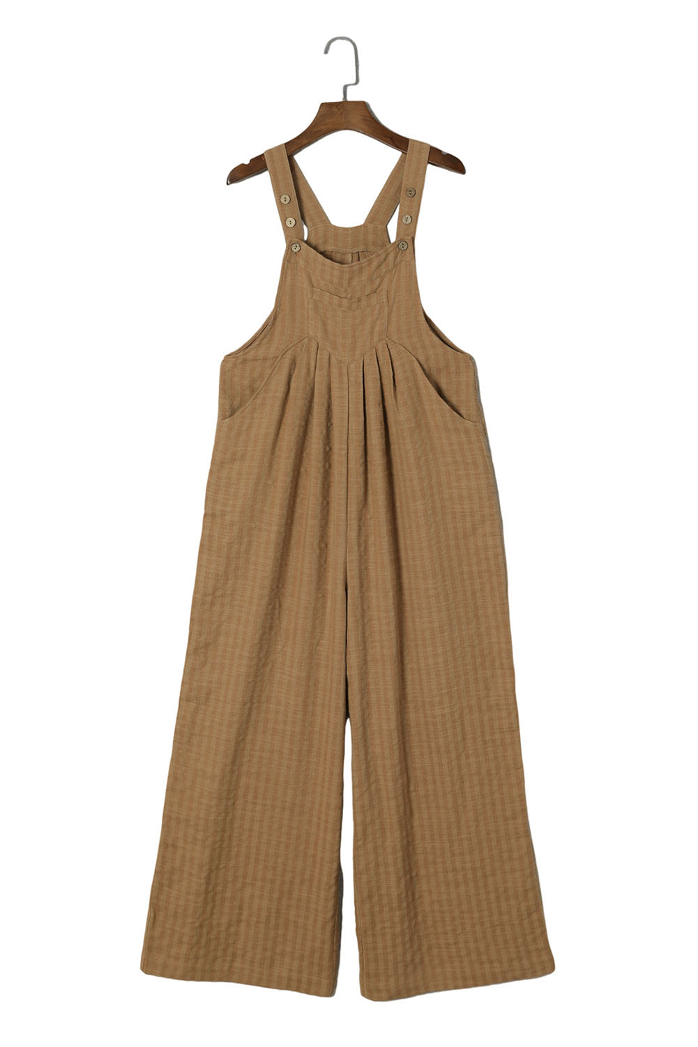 Chicory Coffee Striped Pleated Wide Leg Pocketed Jumpsuit