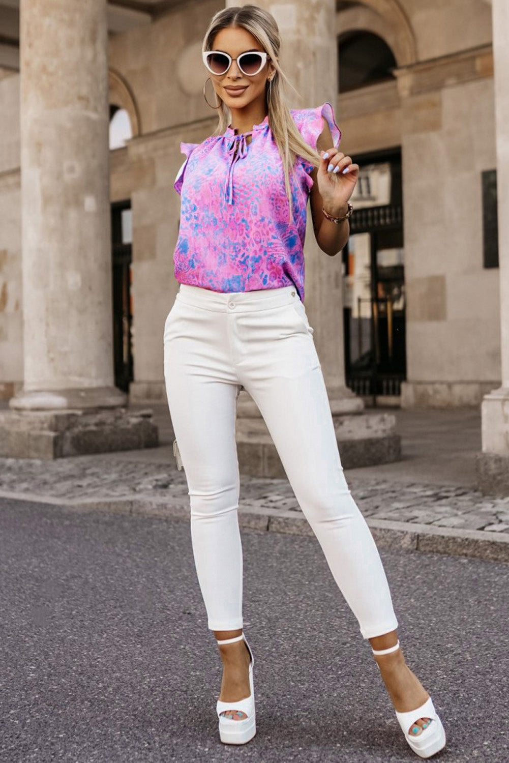 Purple Leopard Print Long Sleeve Shirt Dress