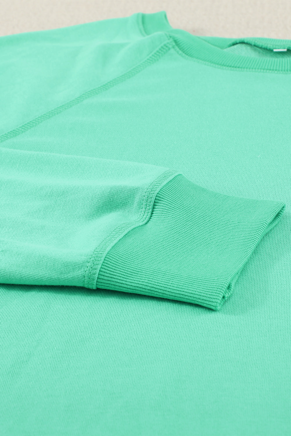 Green French Terry Cotton Blend Pullover Sweatshirt