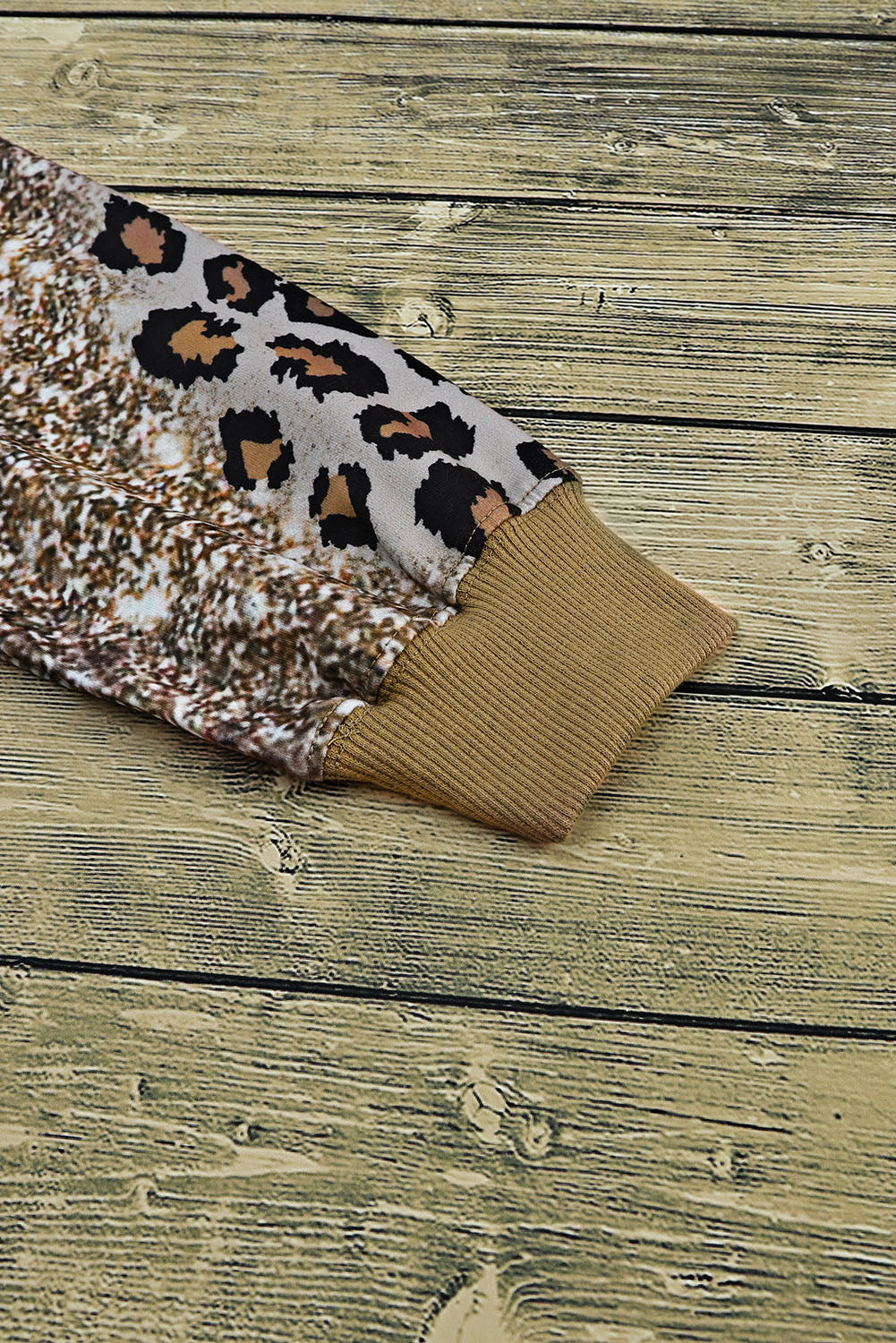 Leopard Bleached Tie Dye Leopard Print Long Sleeve Top