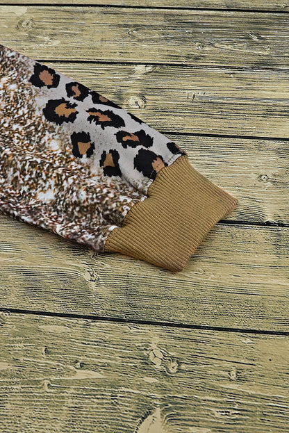 Leopard Bleached Tie Dye Leopard Print Long Sleeve Top