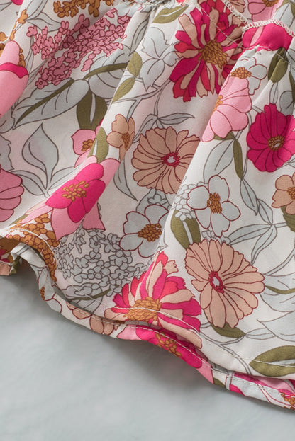 Pink Lace-up Halter Backless High Waist Floral Maxi Dress