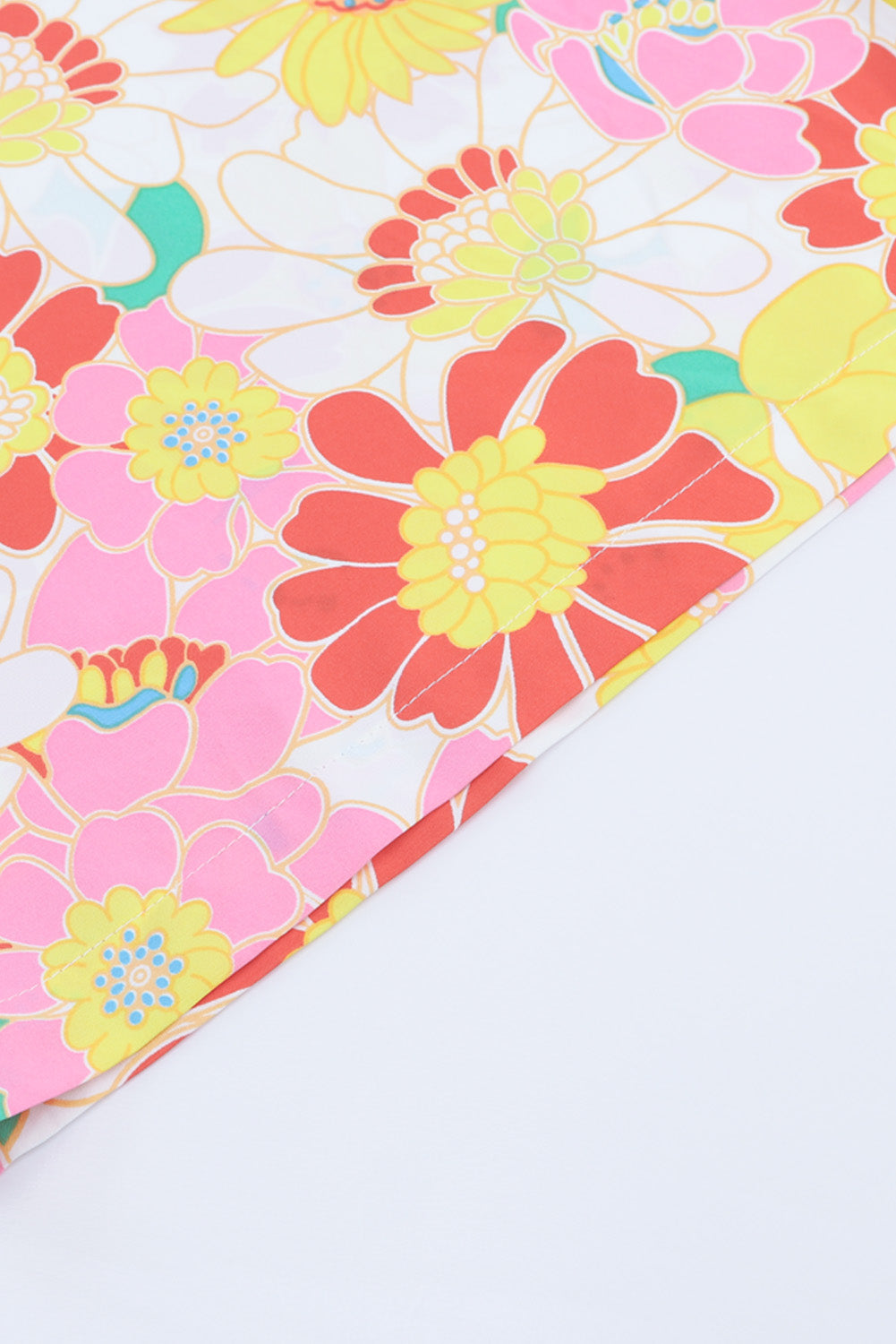 Purple Multicolor Stand Collar Flutter Sleeves Floral Top