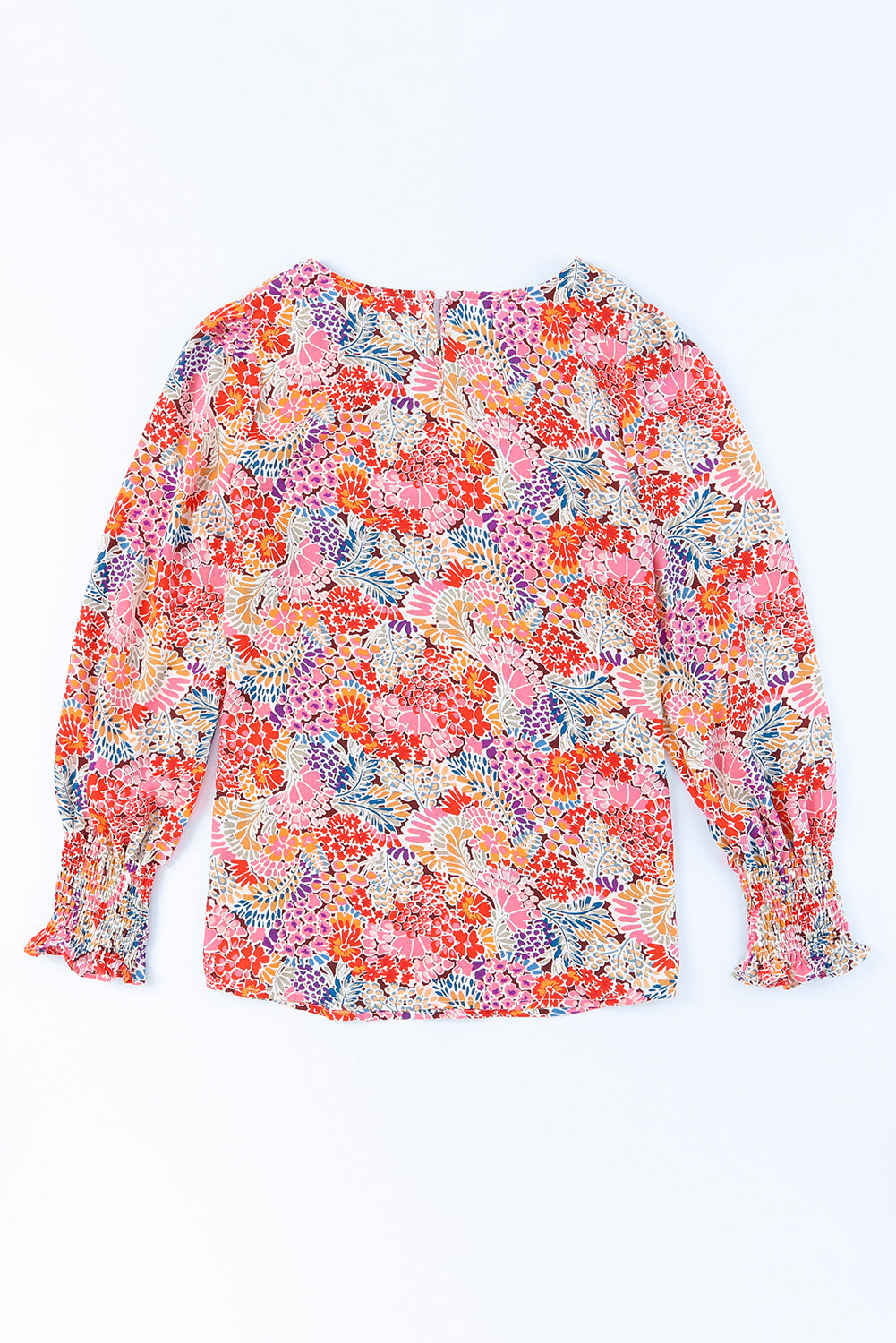 Red Cakewalk Floral Smocked Blouse