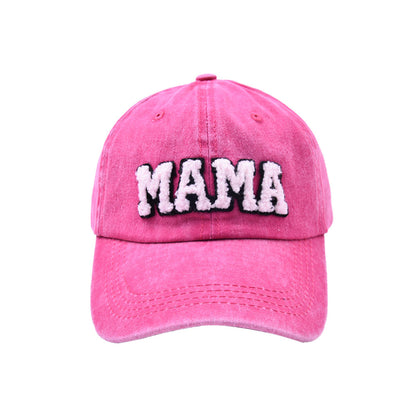 Mama Paste Cloth Embroidery Baseball Hat European And American Mother's Day Hot Sale Worn Looking Washed-out Solid Color Peaked Hat Women