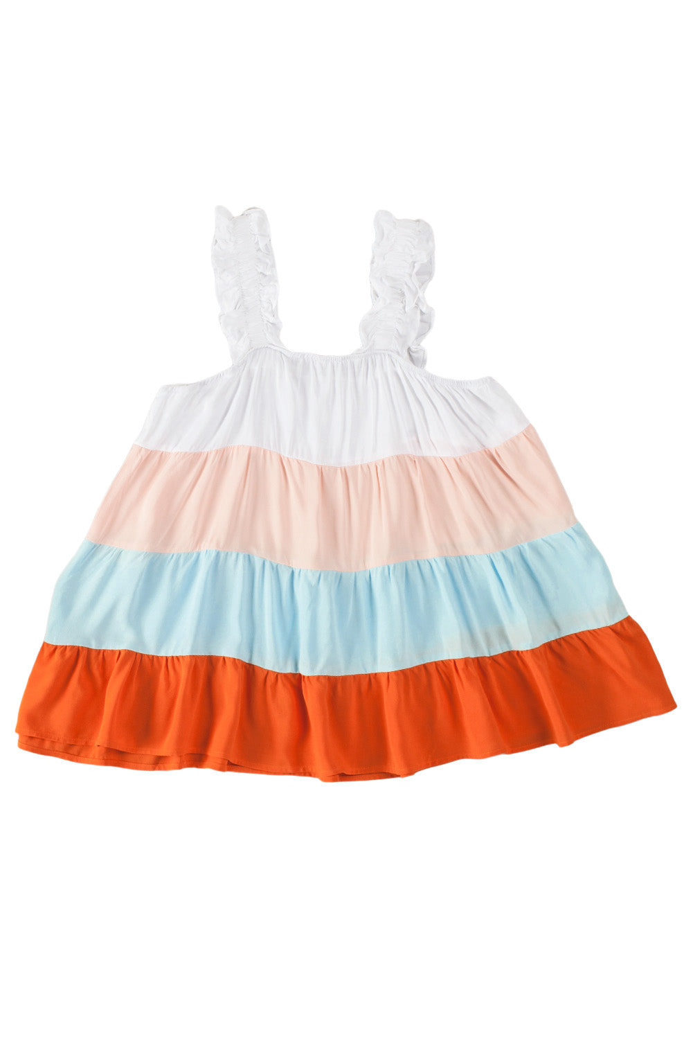 Multicolor Frill Tiered Colorblock A-line Sundress