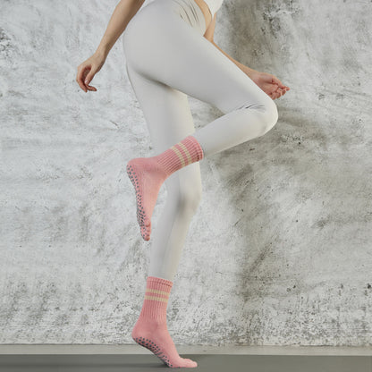 Autumn And Winter Striped Long Tube Yoga Socks Women's Non-slip Mid Tube