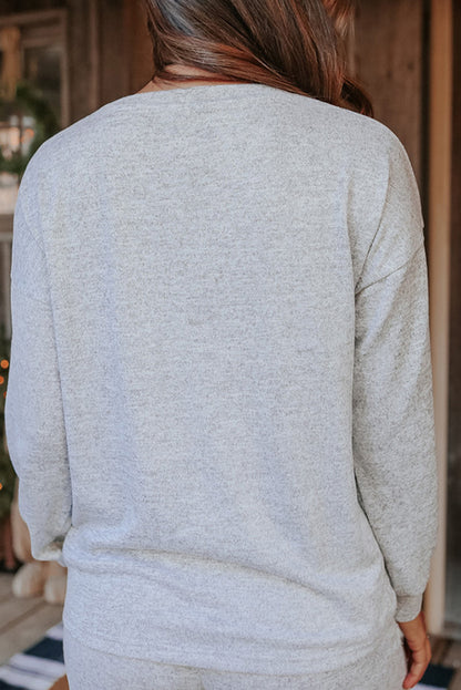 Spinach Green Long Sleeve Pullover and Jogger Pants Lounge Set