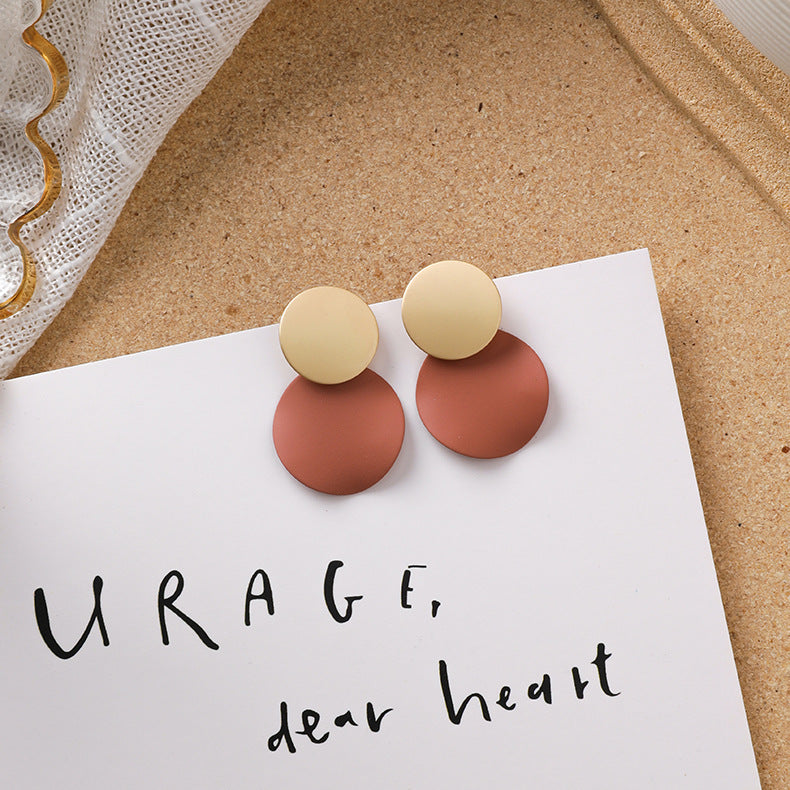 Sweet girl brown earrings literary retro cool acrylic plush earrings wild net red earrings