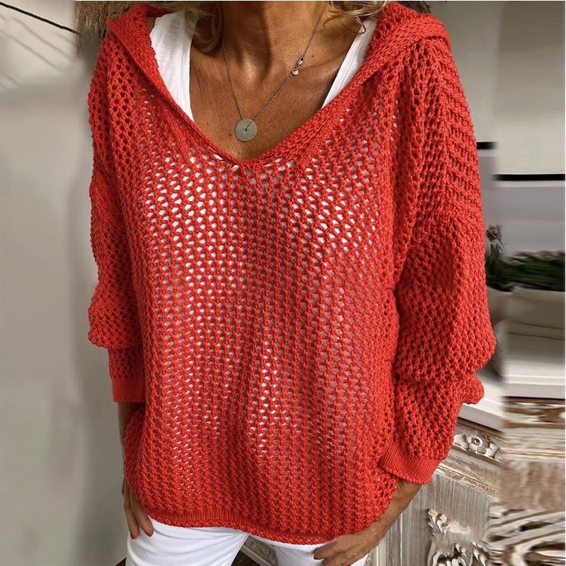 Sun Protection Knitted Hooded Sun Protection Clothing Hooded Thin Loose Sweater