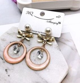 Earrings spring and summer new exaggerated wood silk satin flowers hypoallergenic boutique earrings earrings