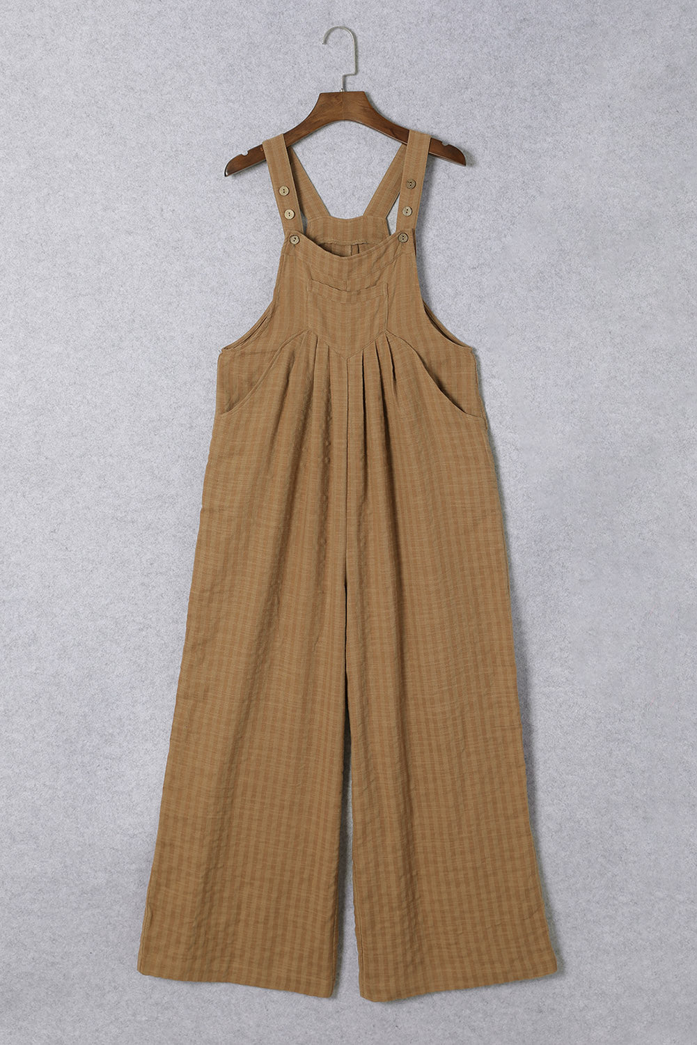 Chicory Coffee Striped Pleated Wide Leg Pocketed Jumpsuit