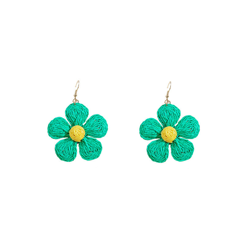 Handwoven Lafia Beautiful Flower Earrings