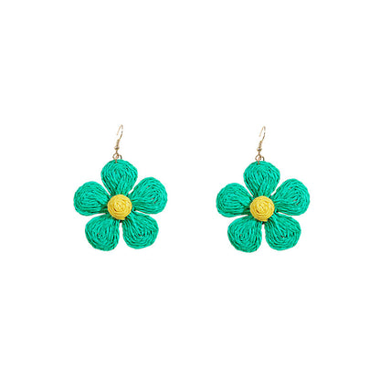Handwoven Lafia Beautiful Flower Earrings