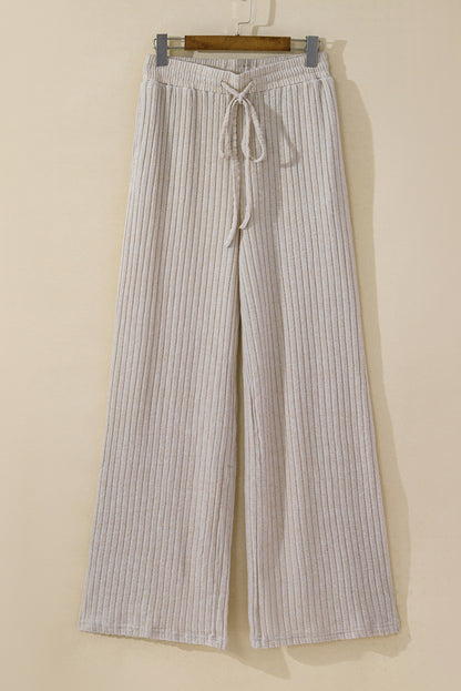 Pink Plain Ribbed Loose Fit Two Piece Lounge Set