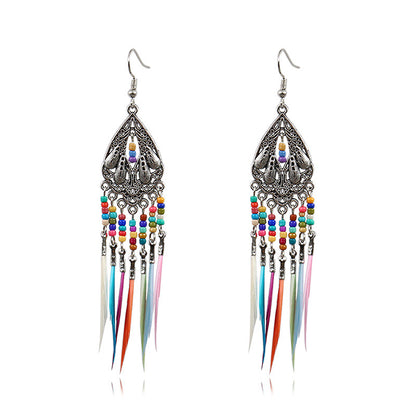 Feather tassel earrings