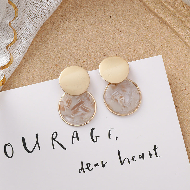 Sweet girl brown earrings literary retro cool acrylic plush earrings wild net red earrings