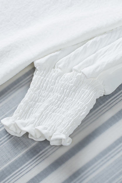 Chestnut Solid Shirred Cuffs Short Swing Dress