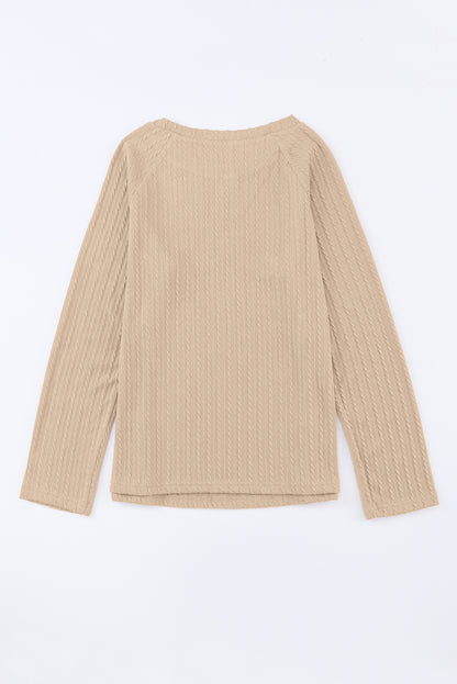 Dusty Pink Textured Knit Long Sleeve Top