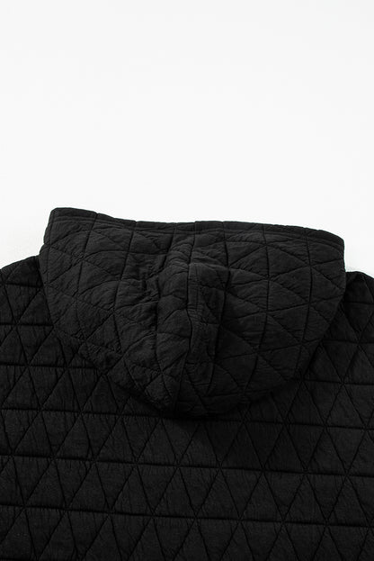 Light Grey Drop Shoulder Quilted Patchwork Kangaroo Pocket Hoodie