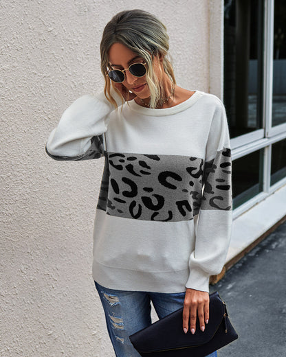 Round neck pullover women's sweater