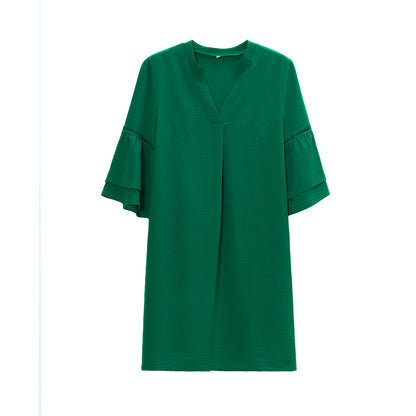 Loose V-neck Skirt Women's Clothing