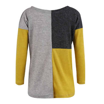 Casual loose stitching knit sweater
