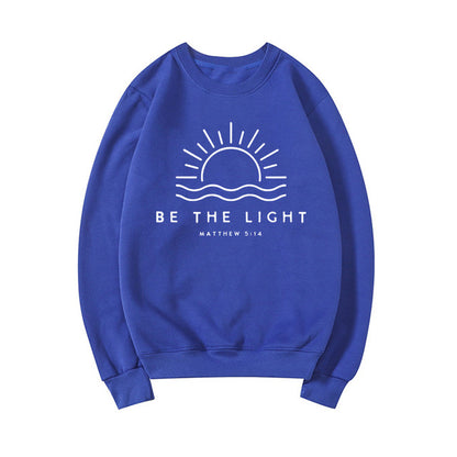 Women's Fleece-lined Crew Neck Sweater Plain Slogan
