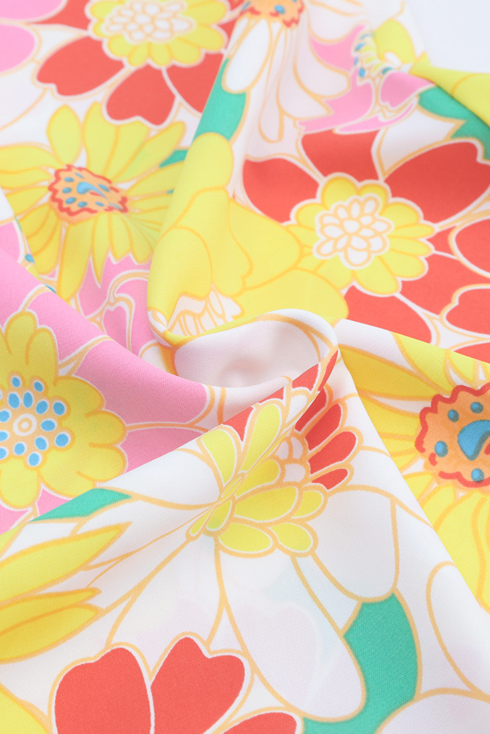 Purple Multicolor Stand Collar Flutter Sleeves Floral Top