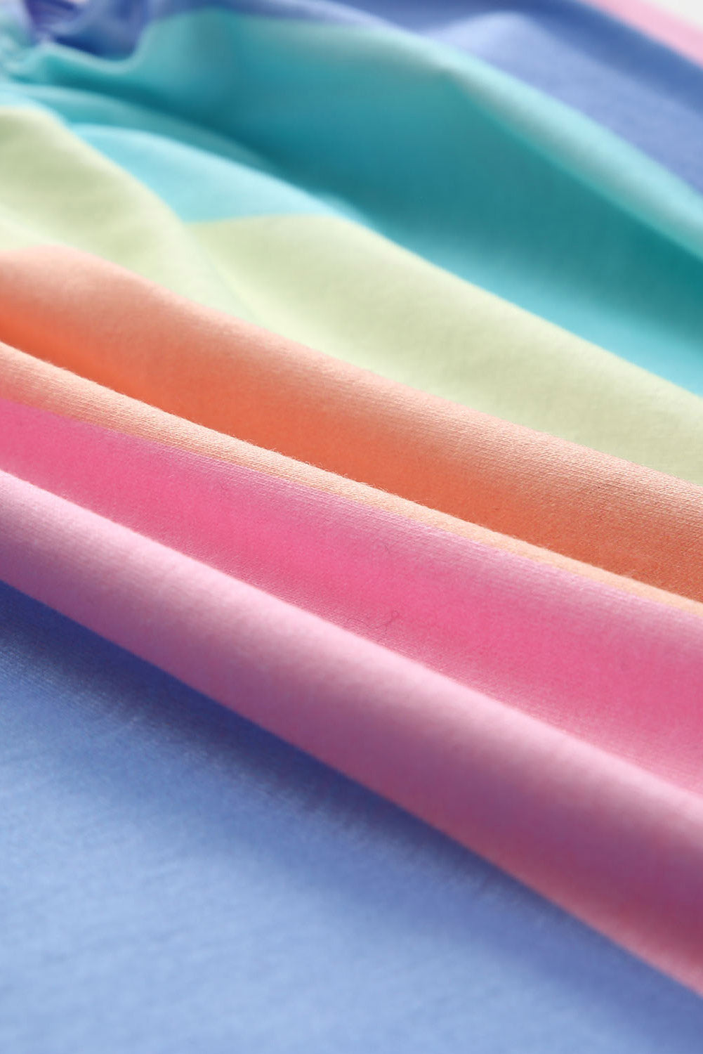 Multicolor Striped Print High Waist Short Sleeve Romper with Pockets