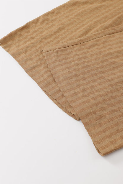 Chicory Coffee Striped Pleated Wide Leg Pocketed Jumpsuit