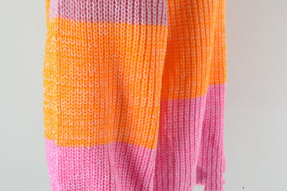 Stitching Contrast Color Large Size Loose Pullover Sweater