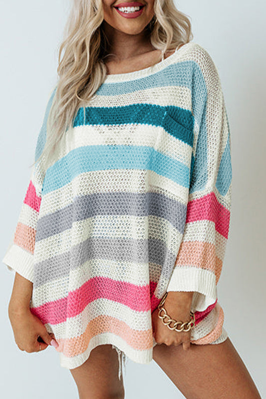 Multicolor Striped Oversized Sweater