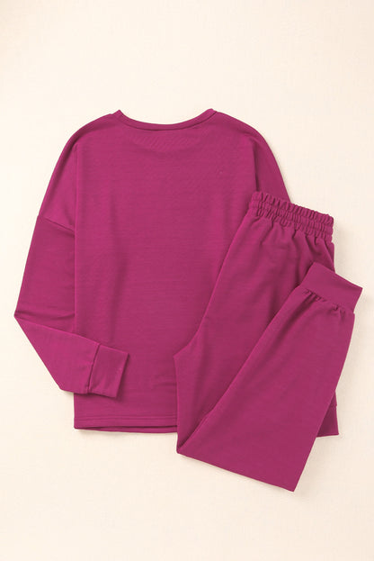 Spinach Green Long Sleeve Pullover and Jogger Pants Lounge Set