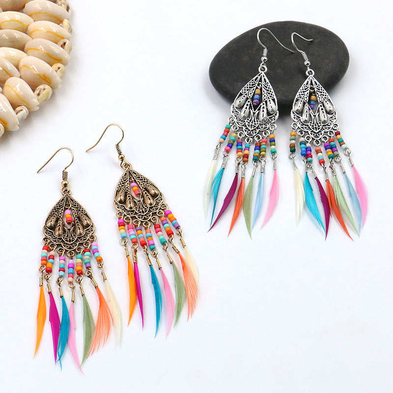 Feather tassel earrings
