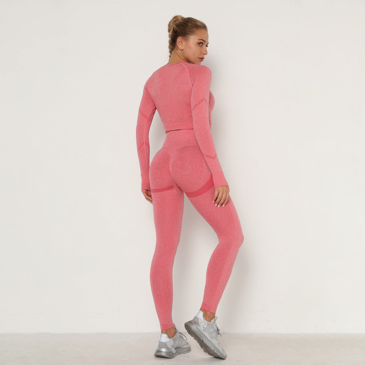 Pleated seamless yoga clothing suit