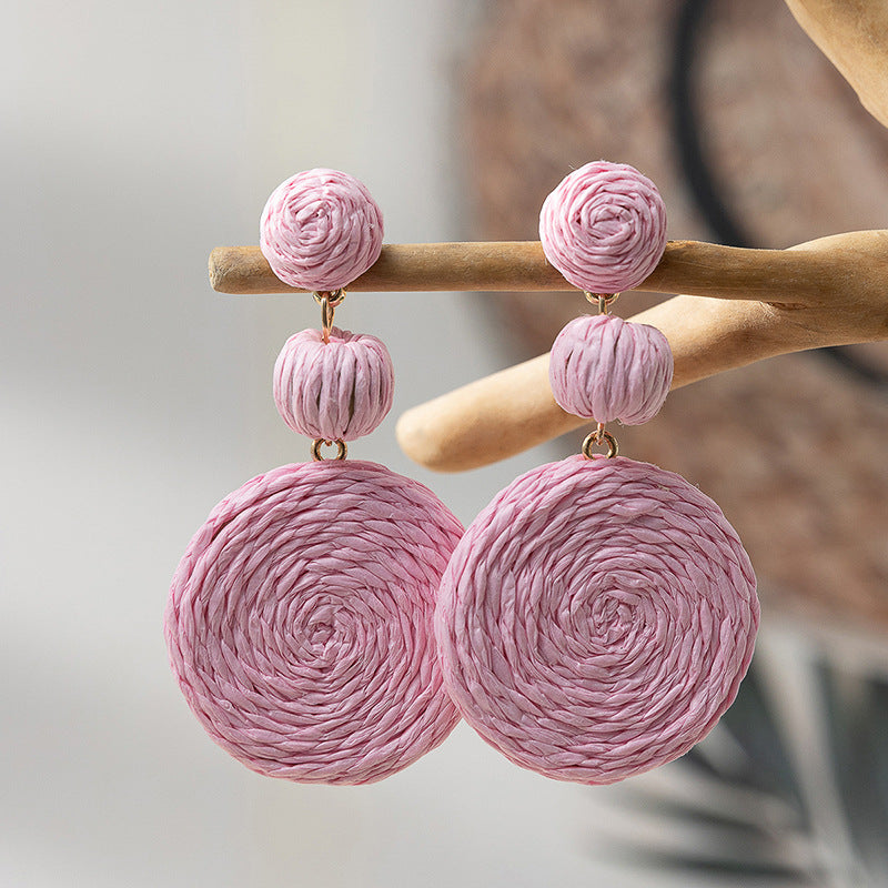 Fashion Colorful Rattan Earrings For Women