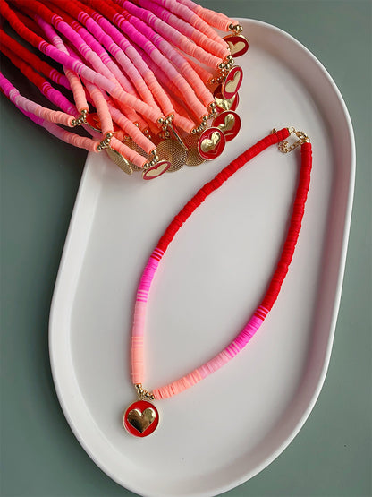 Bohemian Style Gradient Color Pottery Necklace