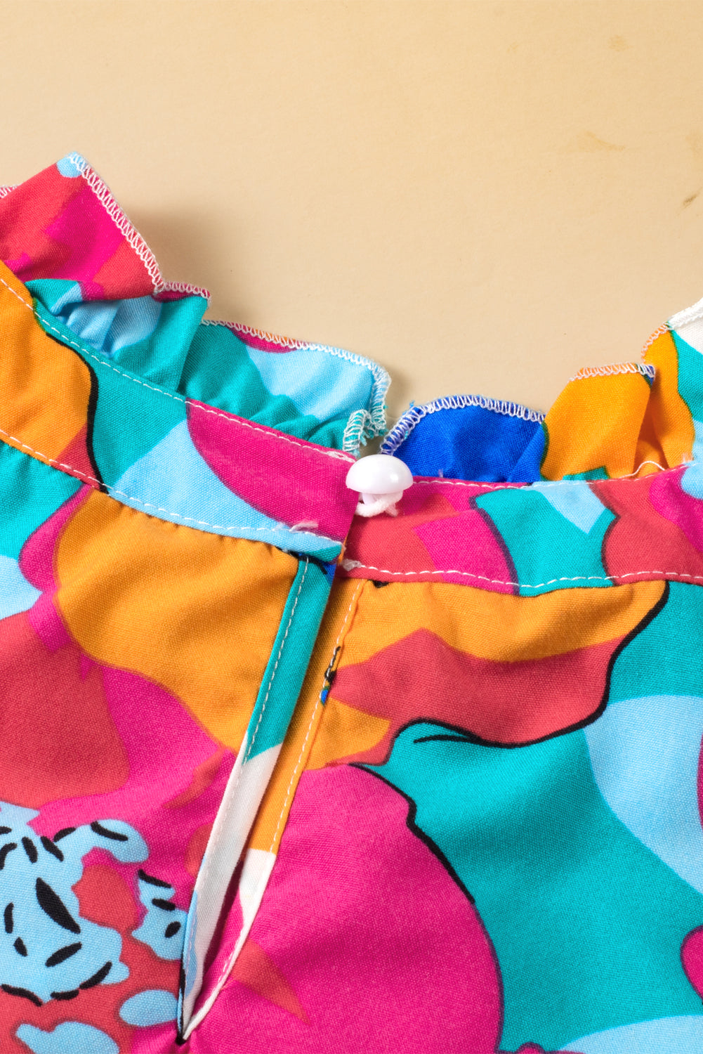 Rose Multicolor Floral Print V Neck 3/4 Sleeve Blouse