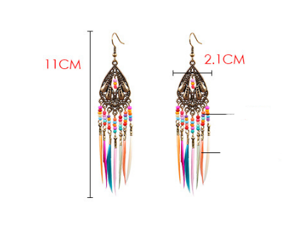 Feather tassel earrings
