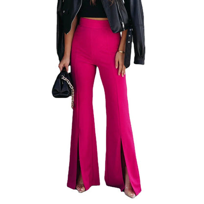 Slim Fit High Waist Elastic Stretch Trousers