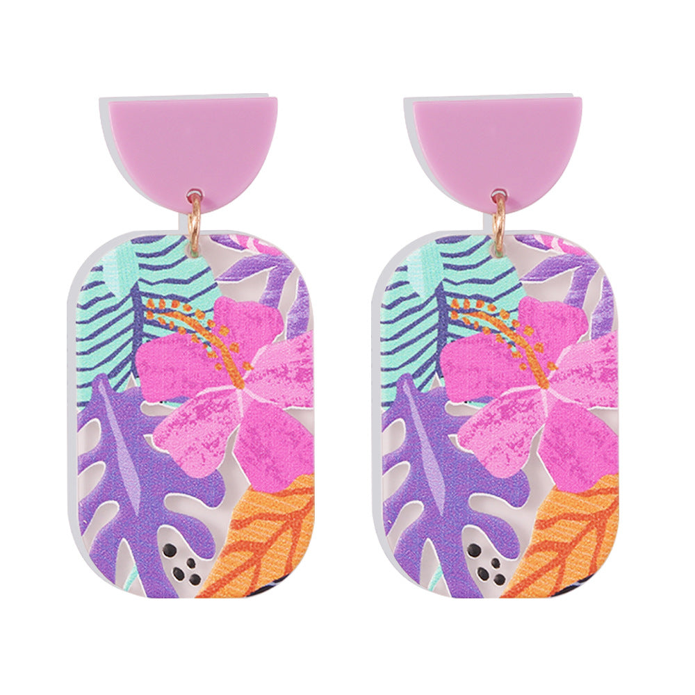 Plate Exaggerated Geometric Design Earrings Creative Portrait Rose Earrings