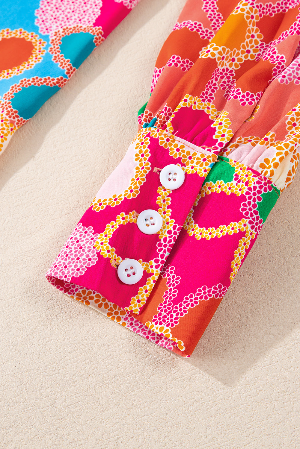 Multicolor Floral Print Smocked Square Neck Ruffles Blouse