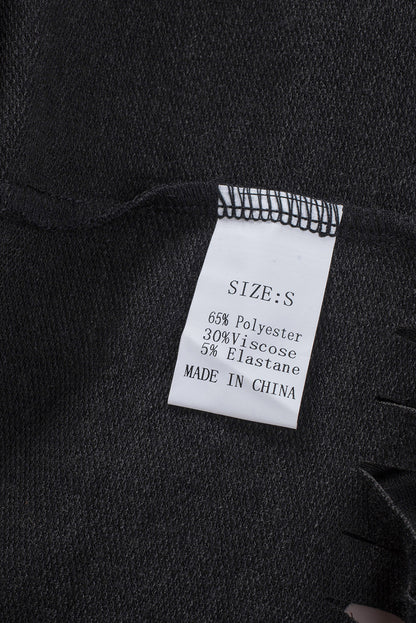 Red Fringe Hem V Neck T Shirt