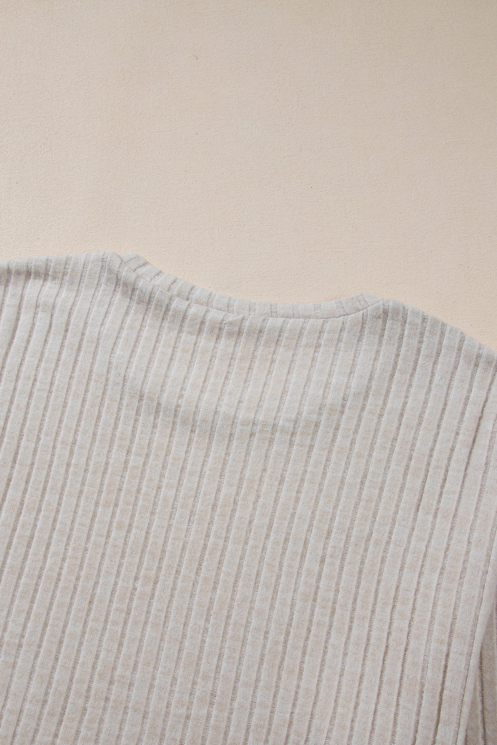 Light Pink Ribbed Knit V Neck Slouchy Two-piece Outfit