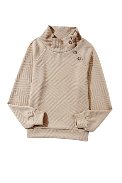 Gray Textured Contrast Splicing Raglan Sleeve Top