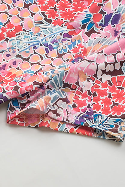 Red Cakewalk Floral Smocked Blouse