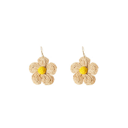 Handwoven Lafia Beautiful Flower Earrings