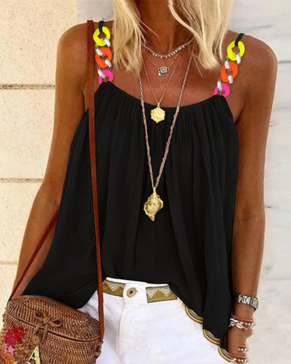 Women's Sling Color Plaid Printed Top