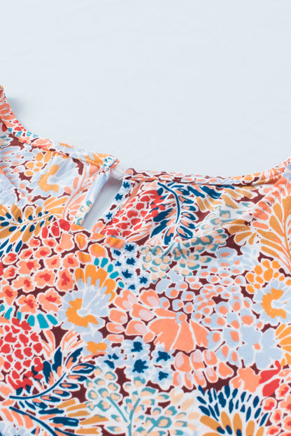 Red Cakewalk Floral Smocked Blouse